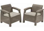 ALLIBERT CORFU DUO SET Sessel 2 St., 75 x 70 x 79cm, cappuccino/beige 17197993