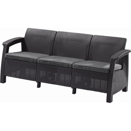 ALLIBERT CORFU LOVE SEAT MAX 3-Sitzer Sofa, 182 x 70 x 79cm, graphit/grau 17197959