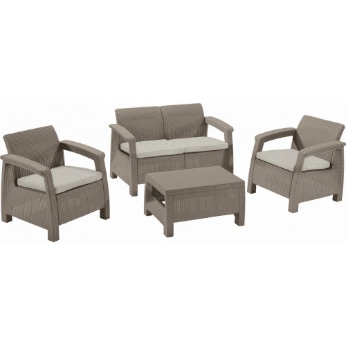 ALLIBERT CORFU Lounge-Set, cappuccino/beige 17197361