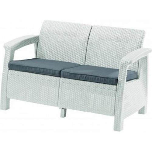 ALLIBERT CORFU LOVE Seat 2-Sitzer Sofa, 128 x 70 x 79cm, weiß/grau 17197359 ALLIBERT CORFU LOVE Seat 2-Sitzer Sofa, 128 x 70 x 79cm, weiß/grau 17197359