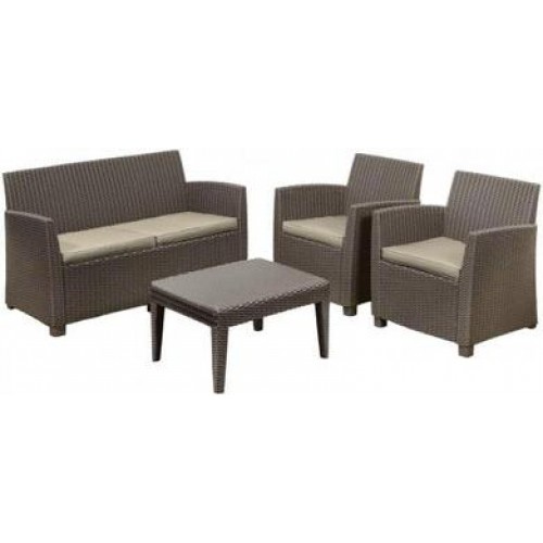 ALLIBERT CORONA Lounge-Sitzgruppe, cappuccino/sand 17197872