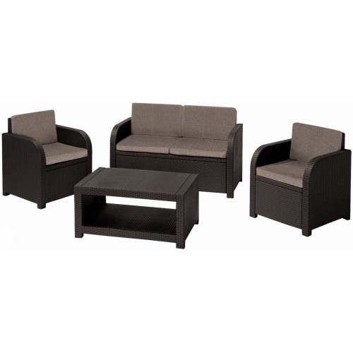 ALLIBERT MODENA Lounge-Set mit Ablagefläche, braun/grau-beige 17192182