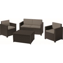 ALLIBERT MONACO Lounge-Set mit Aufbewahrungstisch, braun/grau-beige 17200031