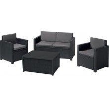 ALLIBERT MONACO Lounge-Set mit Aufbewahrungstisch, grafit/grau 17200031