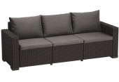 ALLIBERT CALIFORNIA 3-Sitzer Sofa 199 x 68 x 72 cm, Rattan-Optik, graphit/grau 17196779