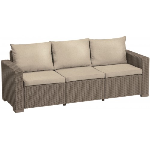 ALLIBERT MOOREA 3-Sitzer Sofa 199 x 68 x 72 cm, Rattan-Optik, cappuccino/sand 17196779