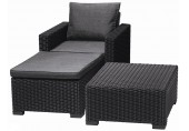 ALLIBERT MOOREA Lounge-Set (Sessel, Hocker, Tisch), Rattan, graphit/grau 17200418