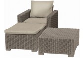 ALLIBERT MOOREA Lounge-Set (Sessel, Hocker, Tisch), Rattan, cappuccino/sand 17200418