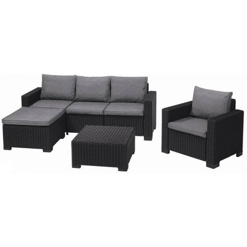 ALLIBERT MOOREA Lounge-Set 4-tlg., Rattan-Optik, graphit/grau 17205802