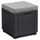 ALLIBERT CUBE Hocker mit Kissen, 42 x 42 x 39 cm, Rattanoptik, graphit/grau 17192157