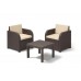 Allibert Lounge Set Victoria Balcony (2 Sessel, 1 Tisch), Rattanoptik, Kunststoff,