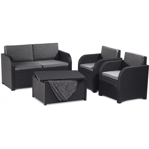 ALLIBERT MODENA Lounge-Set + Aufbewahrungstisch, graphit/grau 17200463