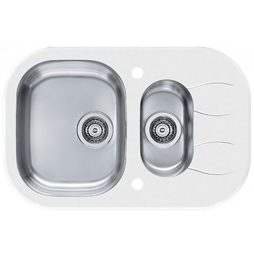 ALVEUS WAVE 30 Küchenspüle Edelstahl/Glas, 760 x 500 mm, weiß 1102741