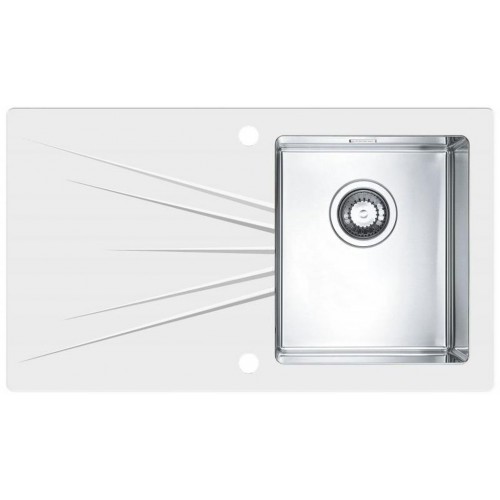 ALVEUS KARAT 10 Küchenspüle Edelstahl/Glas, 860 x 500 mm, rechts, weiß 1103658