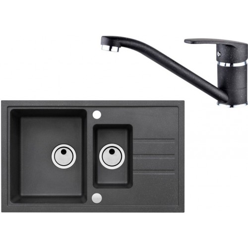 ALVEUS Set INTERMEZZO 70 Granitspüle 780x480 mm + Küchenarmatur NINA, schwarz ALVEUS Set INTERMEZZO 70 Granitspüle 780x480 mm + Küchenarmatur NINA, schwarz