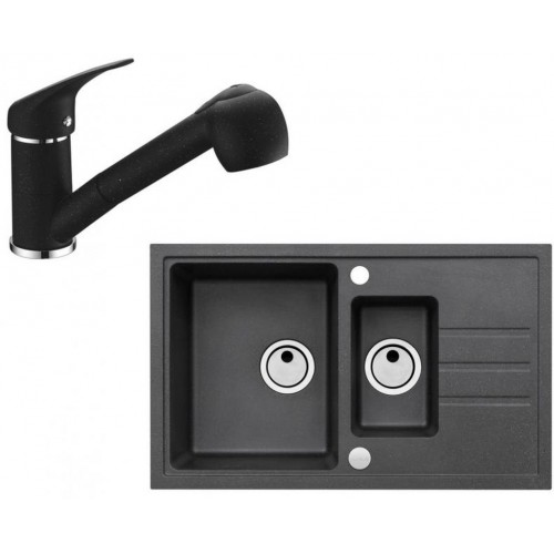 ALVEUS Set INTERMEZZO 70 Granitspüle 780x480 mm + Küchenarmatur AM 20, schwarz ALVEUS Set INTERMEZZO 70 Granitspüle 780x480 mm + Küchenarmatur AM 20, schwarz