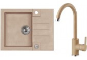 ALVEUS Set ROCK 30 Granitspüle 595x475 mm + Küchenarmatur TONIA, beige