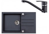 ALVEUS Set ROCK 130 Granitspüle 780x480 mm + Küchenarmatur NINA, schwarz