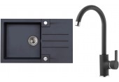 ALVEUS Set ROCK 130 Granitspüle 780x480 mm + Küchenarmatur TONIA, schwarz