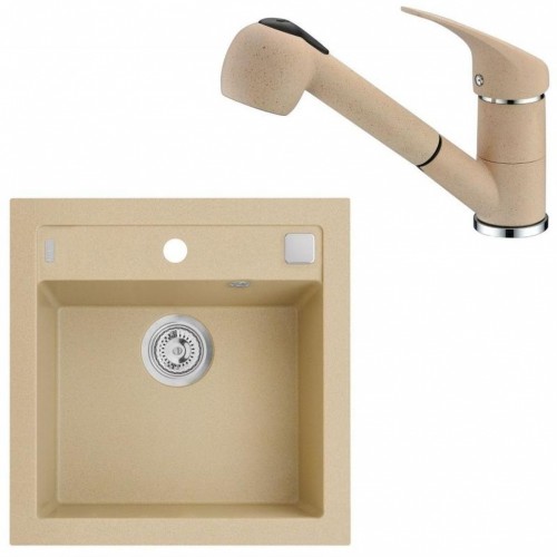 ALVEUS Set FORMIC 20 Granitspüle 520x510 mm + Küchenarmatur AM 20, beige