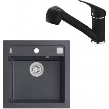 ALVEUS Set FORMIC 20 Granitspüle 520x510 mm + Küchenarmatur AM 20, schwarz