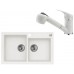 ALVEUS Set ROCK 90 Granitspüle 780x480 mm + Küchenarmatur AM 20, weiß