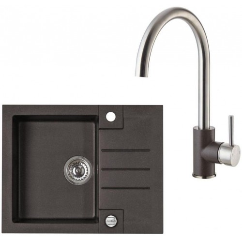 ALVEUS Set ROCK 30 Granitspüle 595x475 mm + Küchenarmatur ELZA, Chocolate 03 ALVEUS Set ROCK 30 Granitspüle 595x475 mm + Küchenarmatur ELZA, Chocolate 03