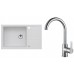 ALVEUS Set INTERMEZZO 130 Granitspüle 780x480 mm + Küchenarmatur TONIA, weiß + Chrom