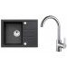 ALVEUS Set INTERMEZZO 30 Granitspüle 620x480 mm + Küchenarmatur TONIA, schwarz + Chrom