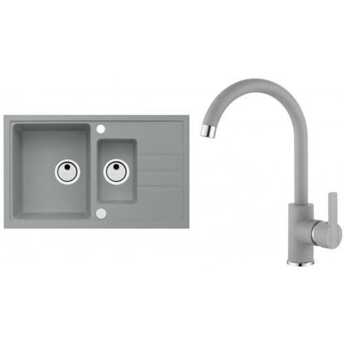 ALVEUS Set INTERMEZZO 70 Granitspüle 780x480 mm + Küchenarmatur TONIA, beton