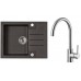 ALVEUS Set ROCK 30 Granitspüle 595x475 mm + Küchenarmatur ELZA, Chocolate 03 + Edelstahl