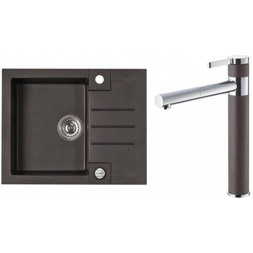 ALVEUS Set ROCK 30 Granitspüle 595x475 mm + Küchenarmatur ZINA, Chocolate 03 ALVEUS Set ROCK 30 Granitspüle 595x475 mm + Küchenarmatur ZINA, Chocolate 03