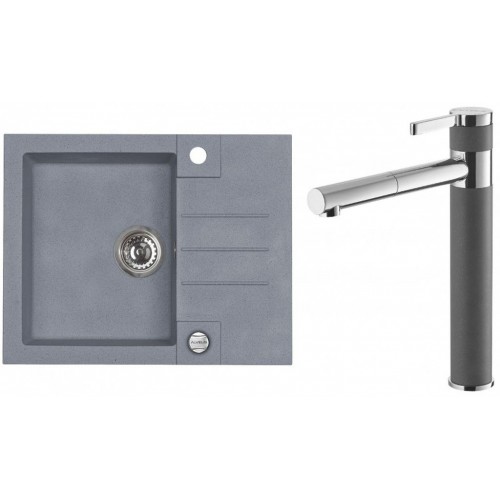 ALVEUS Set ROCK 30 Granitspüle 595x475 mm + Küchenarmatur ZINA, Steel 04 ALVEUS Set ROCK 30 Granitspüle 595x475 mm + Küchenarmatur ZINA, Steel 04