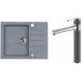 ALVEUS Set ROCK 30 Granitspüle 595x475 mm + Küchenarmatur ZINA, Steel 04