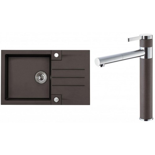 ALVEUS Set ROCK 130 Granitspüle 780x480 mm + Küchenarmatur ZINA, Chocolate 03 ALVEUS Set ROCK 130 Granitspüle 780x480 mm + Küchenarmatur ZINA, Chocolate 03