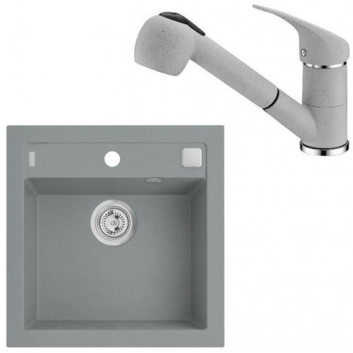 ALVEUS Set FORMIC 20 Granitspüle 520x510 mm + Küchenarmatur AM 20, Beton ALVEUS Set FORMIC 20 Granitspüle 520x510 mm + Küchenarmatur AM 20, Beton