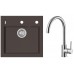 ALVEUS Set FORMIC 20 Granitspüle 520x510 mm + Küchenarmatur ELZA, Chocolate 03 + Edelstahl