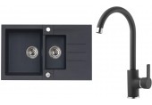 ALVEUS Set ROCK 70 Granitspüle 780x480 mm + Küchenarmatur TONIA, schwarz