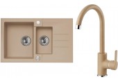 ALVEUS Set ROCK 70 Granitspüle 780x480 mm + Küchenarmatur TONIA, beige