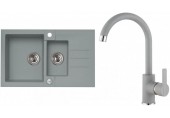 ALVEUS Set ROCK 70 Granitspüle 780x480 mm + Küchenarmatur TONIA, beton