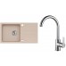 ALVEUS Set GALAPAGOS 30 Granitspüle 770x430 mm + Küchenarmatur TONIA, beige + Chrom