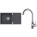 ALVEUS Set GALAPAGOS 30 Granitspüle 770x430 mm + Küchenarmatur TONIA, schwarz + Chrom