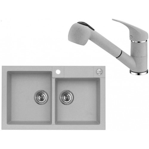 ALVEUS Set ROCK 90 Granitspüle 780x480 mm + Küchenarmatur AM 20, Beton ALVEUS Set ROCK 90 Granitspüle 780x480 mm + Küchenarmatur AM 20, Beton