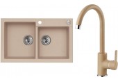 ALVEUS Set ROCK 90 Granitspüle 780x480 mm + Küchenarmatur TONIA, beige