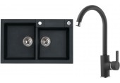 ALVEUS Set ROCK 90 Granitspüle 780x480 mm + Küchenarmatur TONIA, schwarz