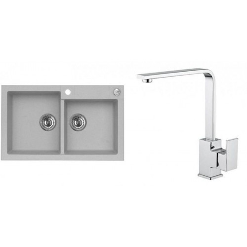 ALVEUS Set ROCK 90 Granitspüle 780x480 mm + Küchenarmatur RENO, beton ALVEUS Set ROCK 90 Granitspüle 780x480 mm + Küchenarmatur RENO, beton