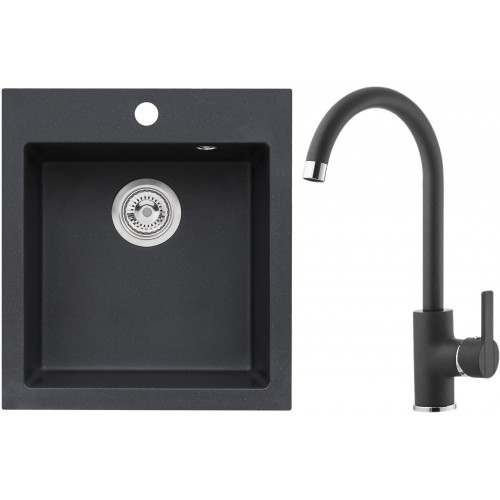 ALVEUS Set CORTINA 20 Granitspüle 450x500mm + Küchenarmatur TONIA, schwarz ALVEUS Set CORTINA 20 Granitspüle 450x500mm + Küchenarmatur TONIA, schwarz