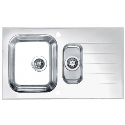 ALVEUS GLASSIX 20 Küchenspüle, 860 x 500 mm, Edelstahl/Glas, weiß 1100016