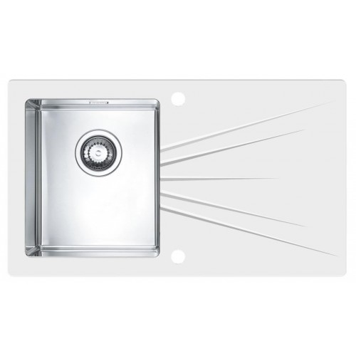 ALVEUS KARAT 10 Küchenspüle Edelstahl/Glas, 860 x 500 mm, links, weiß 1102771
