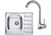 ALVEUS Set ZOOM 10 Edelstahlspüle 615x500 mm + Küchenarmatur KARINA Chrom